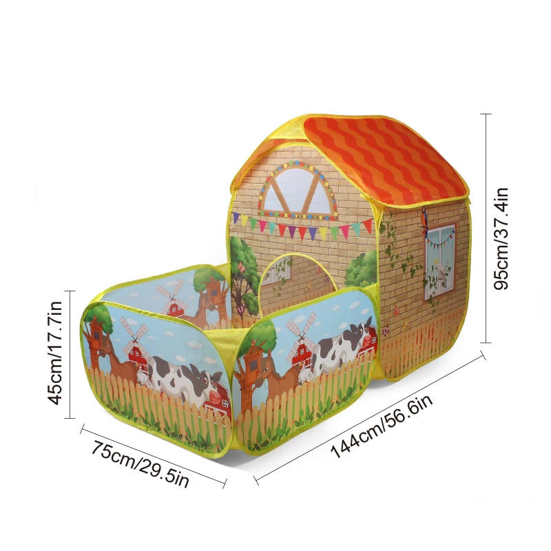 【Outdoor Entertainment】Children's Garden Villa Play Tent, Large Pop-Up Toy Enclosure, Children's Fun Toy Playhouse, Durable Polyester and Steel Frame, Excellent Outdoor Party Tent and Beach Toy, Great Holiday Gift for Boy