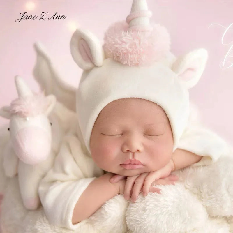Year of the horse newborn photography outfit pony costume baby photoshoot set hat+romper +pink socks