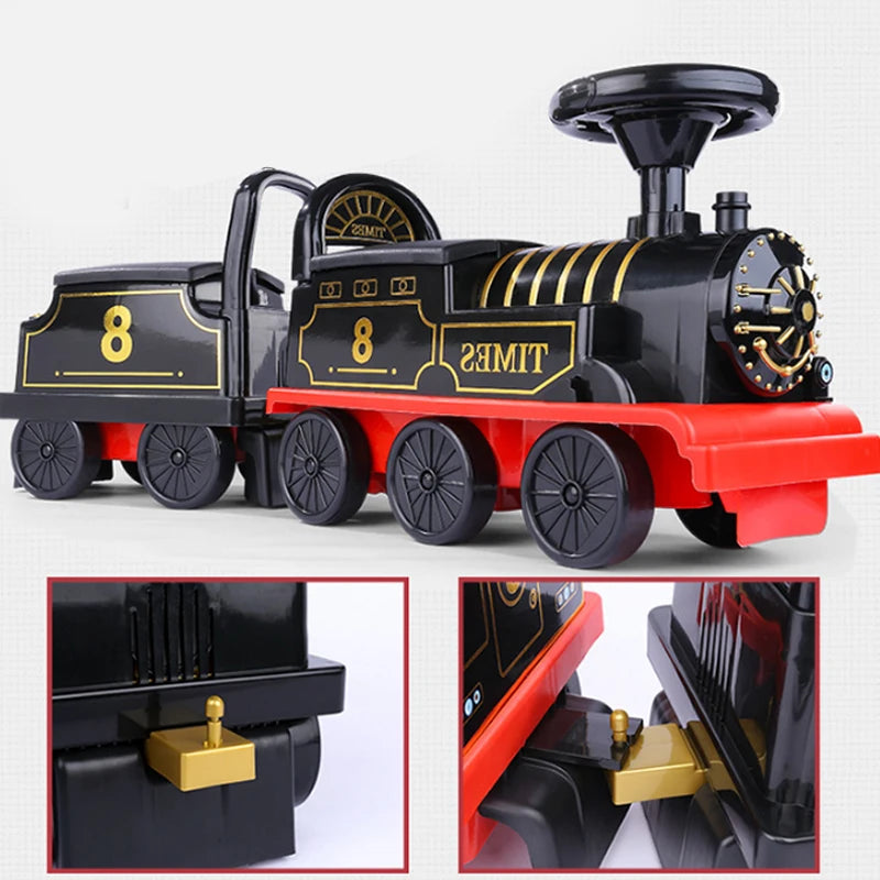Electric Train Kids Riding Toy Classical Model Can Carry Train Rail Car Children Baby Walker Stroller Toys Child Christmas Gifts