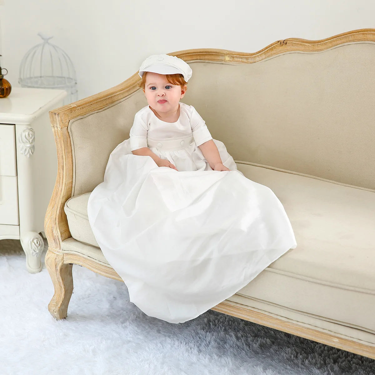 Vintage Embroidery Baby Girl Baptism Dress 1st Year Birthday Party Wedding Christening Gown Infant Toddler Clothing 3 pcs Set