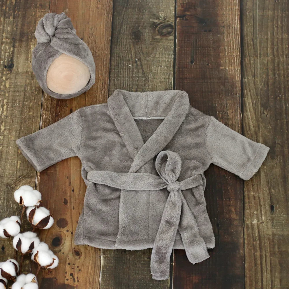 Newborn Baby Photography Prop Soft Fleece Scarf Bathrobes Slipper 3pcs Fotografia Costume Shooting Photoshoot Props Clothing