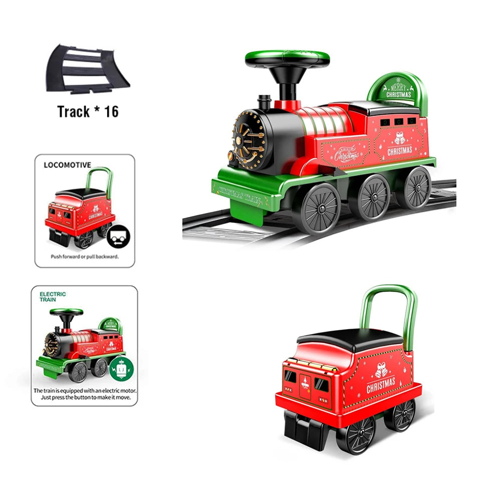 Electric Train Kids Riding Toy Classical Model Can Carry Train Rail Car Children Baby Walker Stroller Toys Child Christmas Gifts