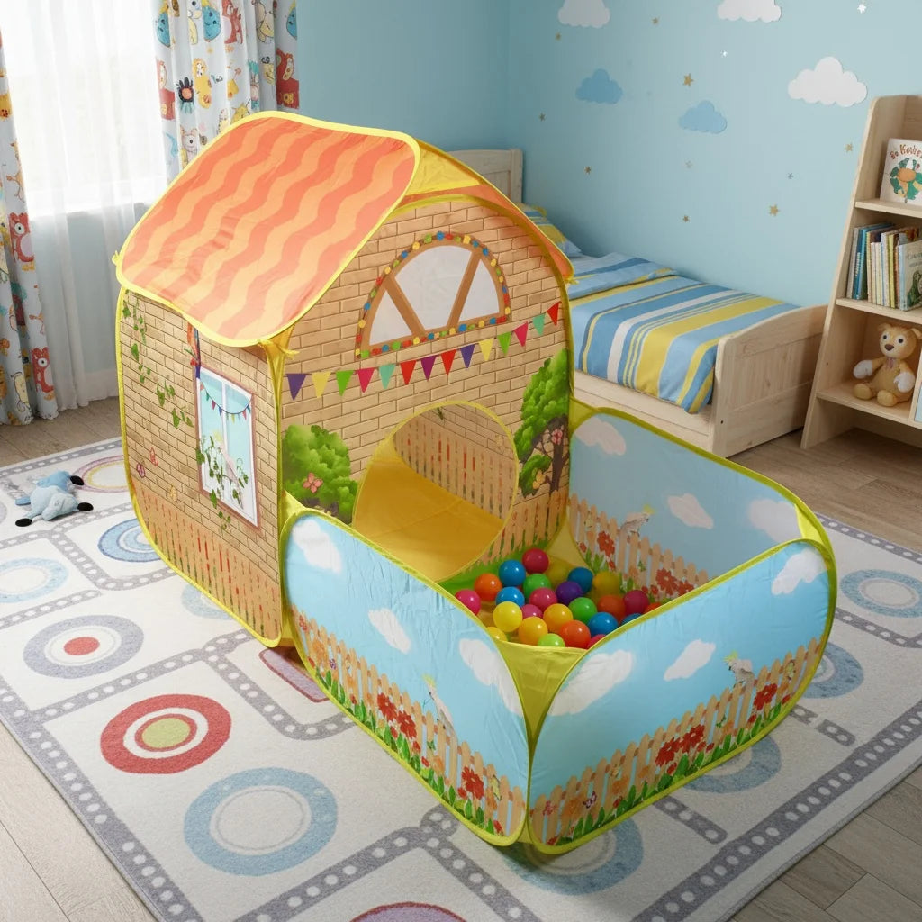 【Outdoor Entertainment】Children's Garden Villa Play Tent, Large Pop-Up Toy Enclosure, Children's Fun Toy Playhouse, Durable Polyester and Steel Frame, Excellent Outdoor Party Tent and Beach Toy, Great Holiday Gift for Boy