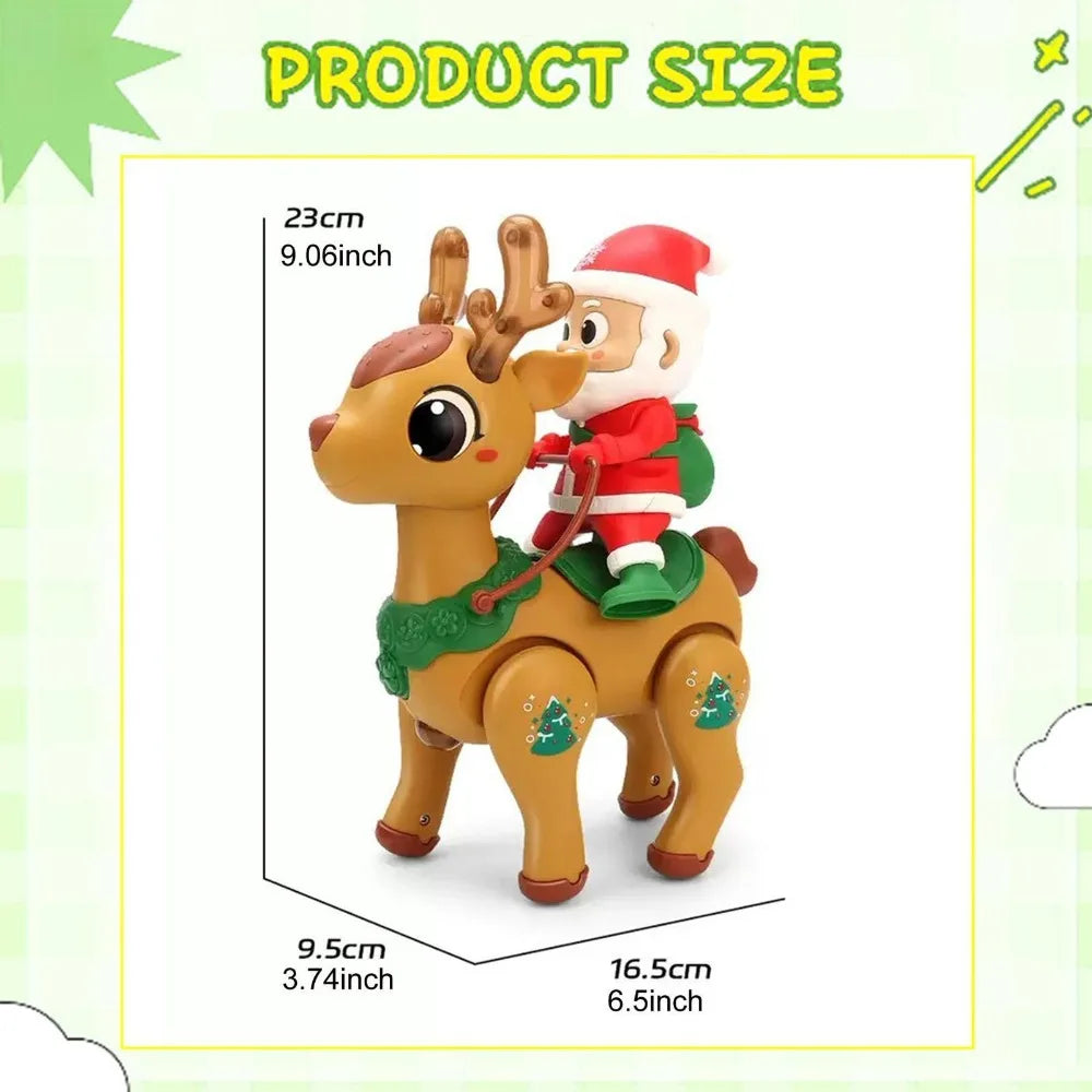 Light Up Baby Toy Fun Electric Santa Claus with Elf for Kids with Music Tummy Time Crawling Toys Christmas Gift for Boys Girls