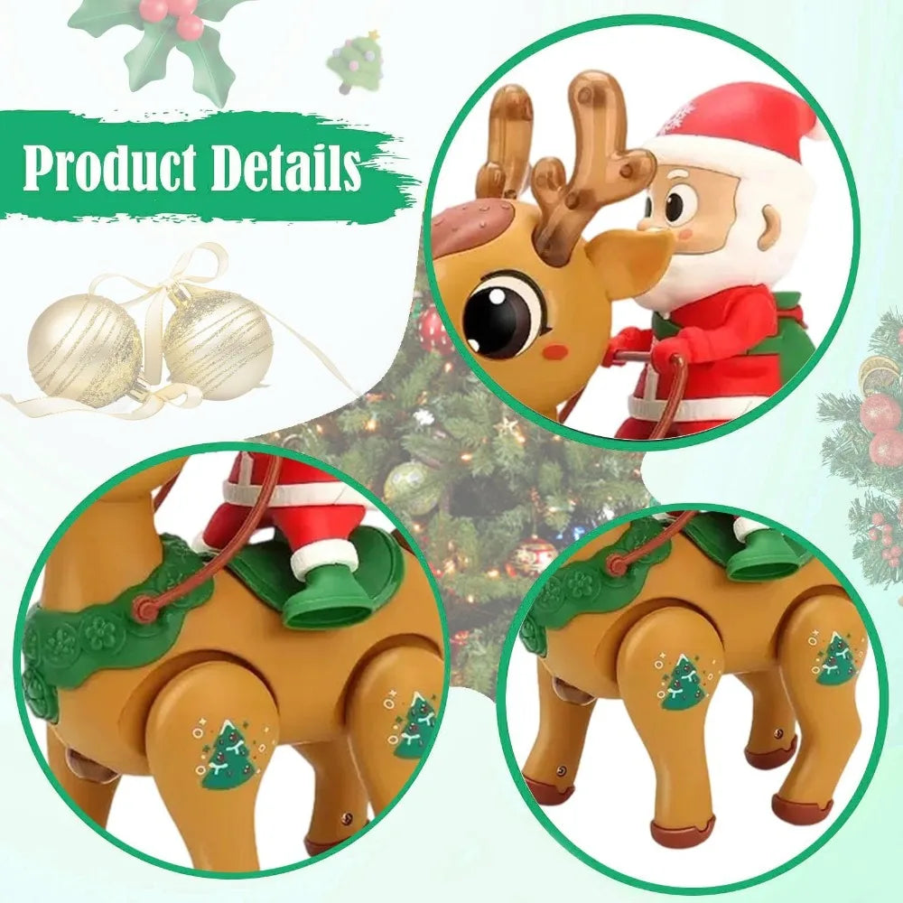 Light Up Baby Toy Fun Electric Santa Claus with Elf for Kids with Music Tummy Time Crawling Toys Christmas Gift for Boys Girls