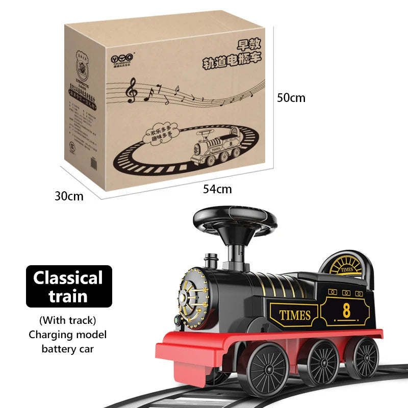 Electric Train Kids Riding Toy Classical Model Can Carry Train Rail Car Children Baby Walker Stroller Toys Child Christmas Gifts