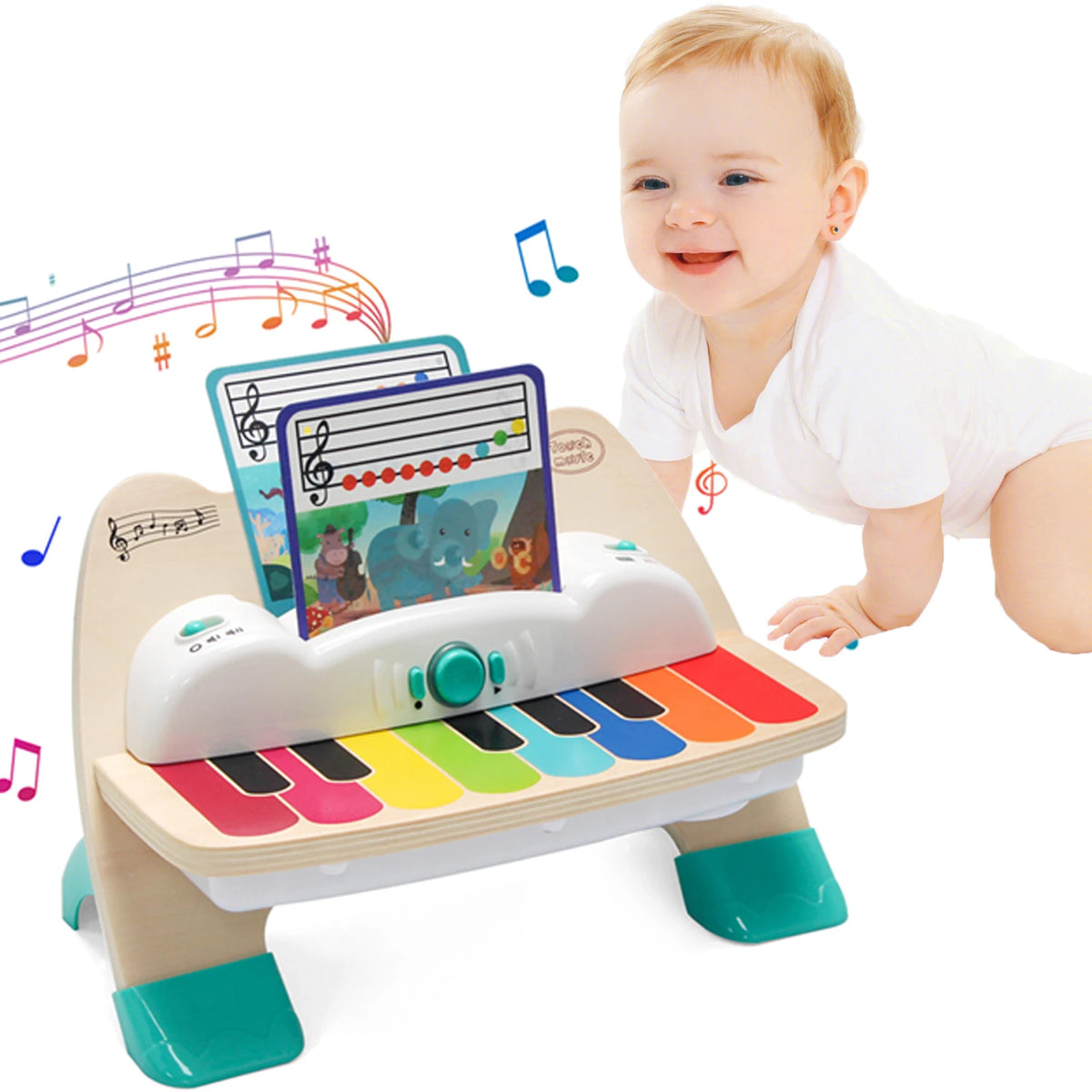 Wooden Touch Play Piano with Light & Music insert socre Music Score early learning Educational Toys Baby Gifts Instrument Toy