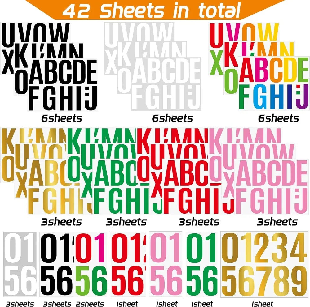 460 Pcs 4 Inch Self-Adhesive Letter Stickers, Waterproof Vinyl Alphabet Numbers for Bulletin Board, Classroom, Mailbox Decor