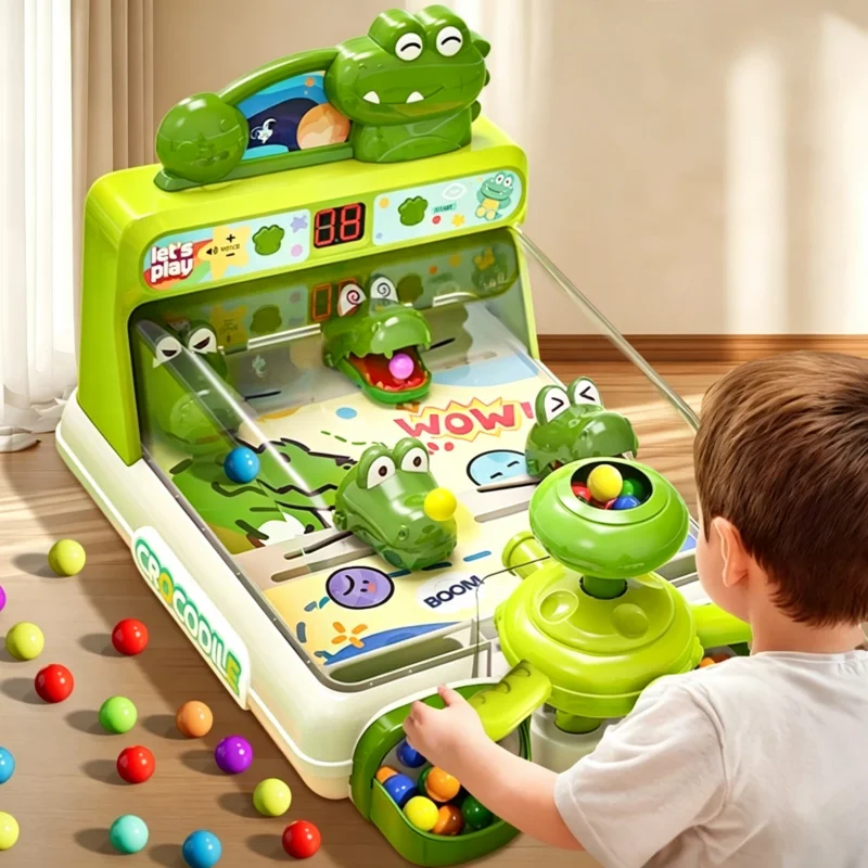 Crocodile Table Game Pinball Shooting Machine Score Shooting Target Desktop Party Game Kid Educational Toy Adult Christmas Gifts