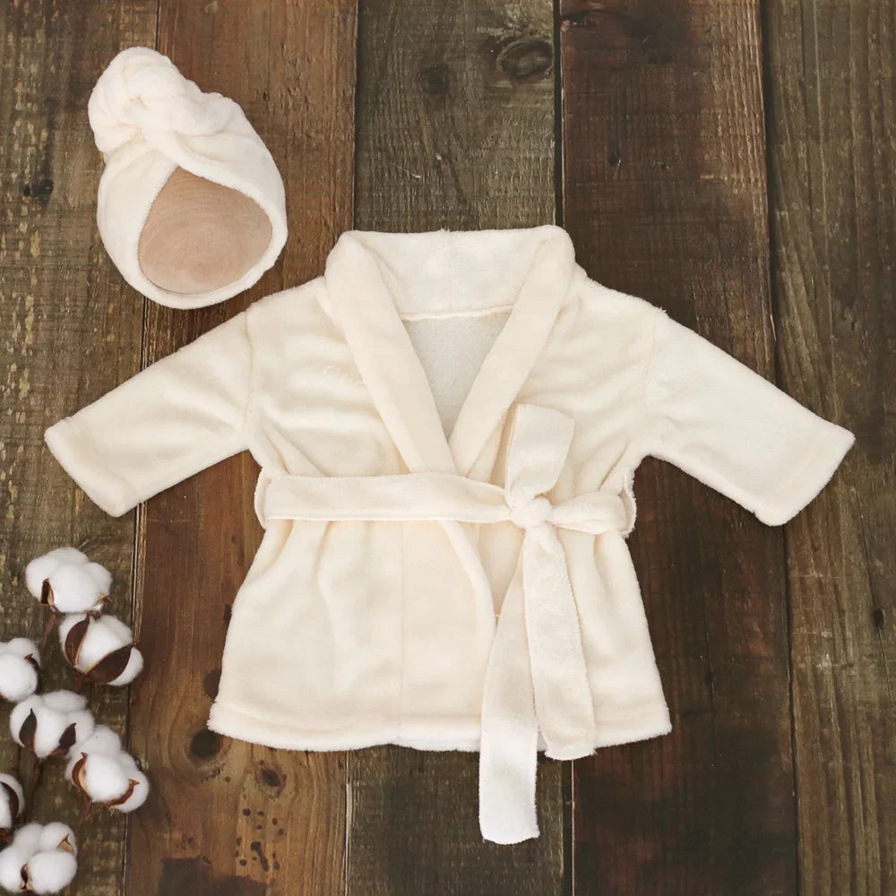 Newborn Baby Photography Prop Soft Fleece Scarf Bathrobes Slipper 3pcs Fotografia Costume Shooting Photoshoot Props Clothing