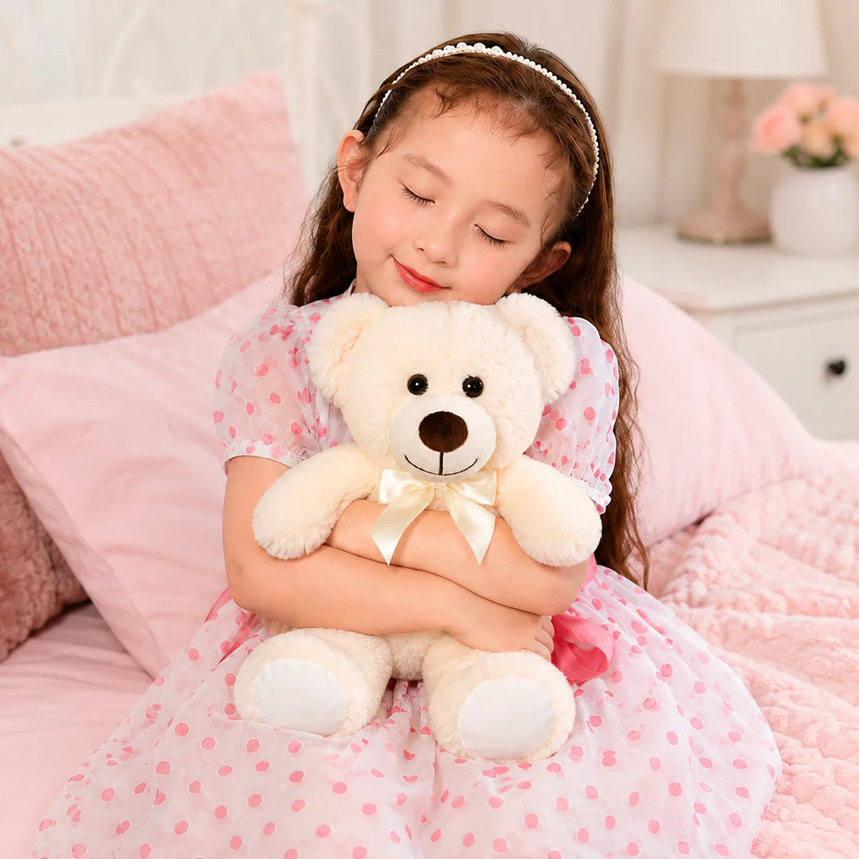 SNOWOLF Teddy Bear 13.5 Inch Stuffed Animals Plush Toys 3 Cream Stuffed Bears for Girls Perfect Gift for Girlfriend Birthday Gift Valentine's Gift