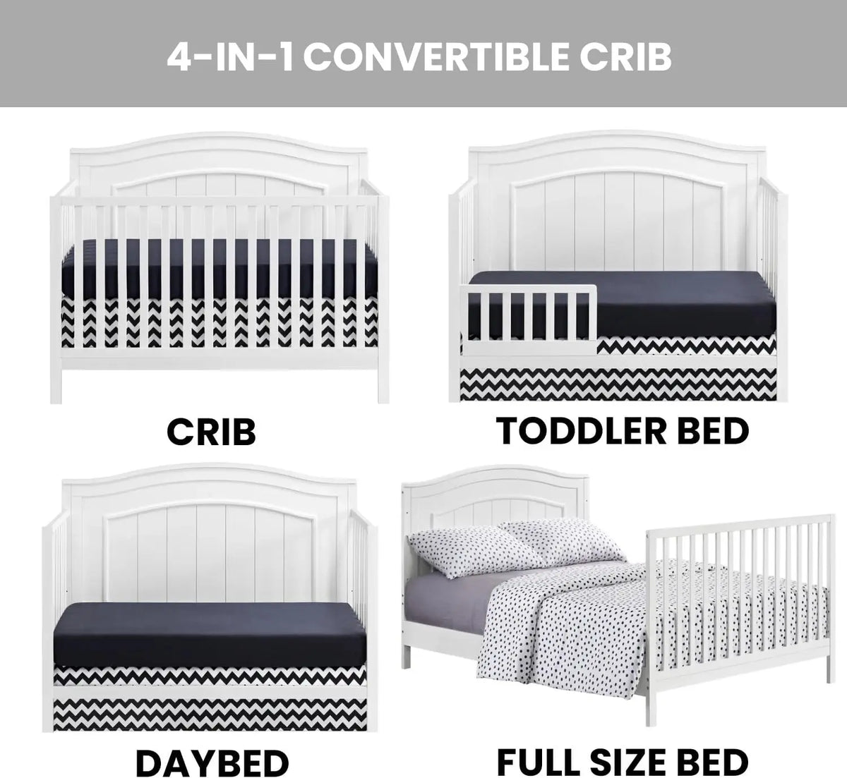 North Bay 4-in-1 Convertible Crib, Snow White, GreenGuard Gold Certified