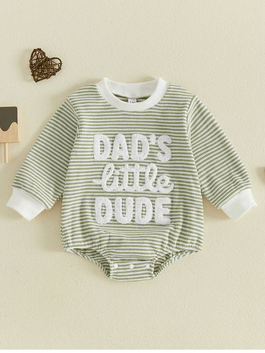 Round-Neck-Letter Letter Embroidery Sleeve Romper Long Sleeve Letter-Embroidery-Bodysuit Long Sleeve Round Bodysuit