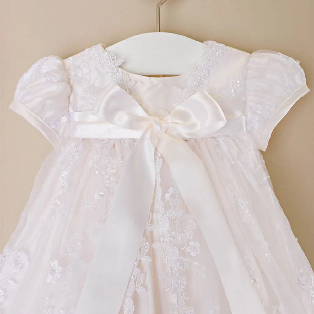 Vintage Embroidery Baby Girl Baptism Dress 1st Year Birthday Party Wedding Christening Gown Infant Toddler Clothing 3 pcs Set