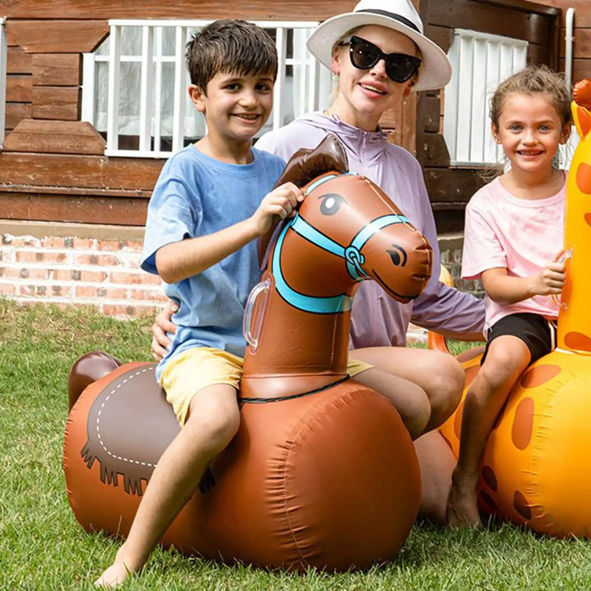 Inflatable Bouncy Animal Toy Leakproof Ergonomic Kids Balance Hopper Ride On Toy Outdoor Indoor Garden Yard Gift