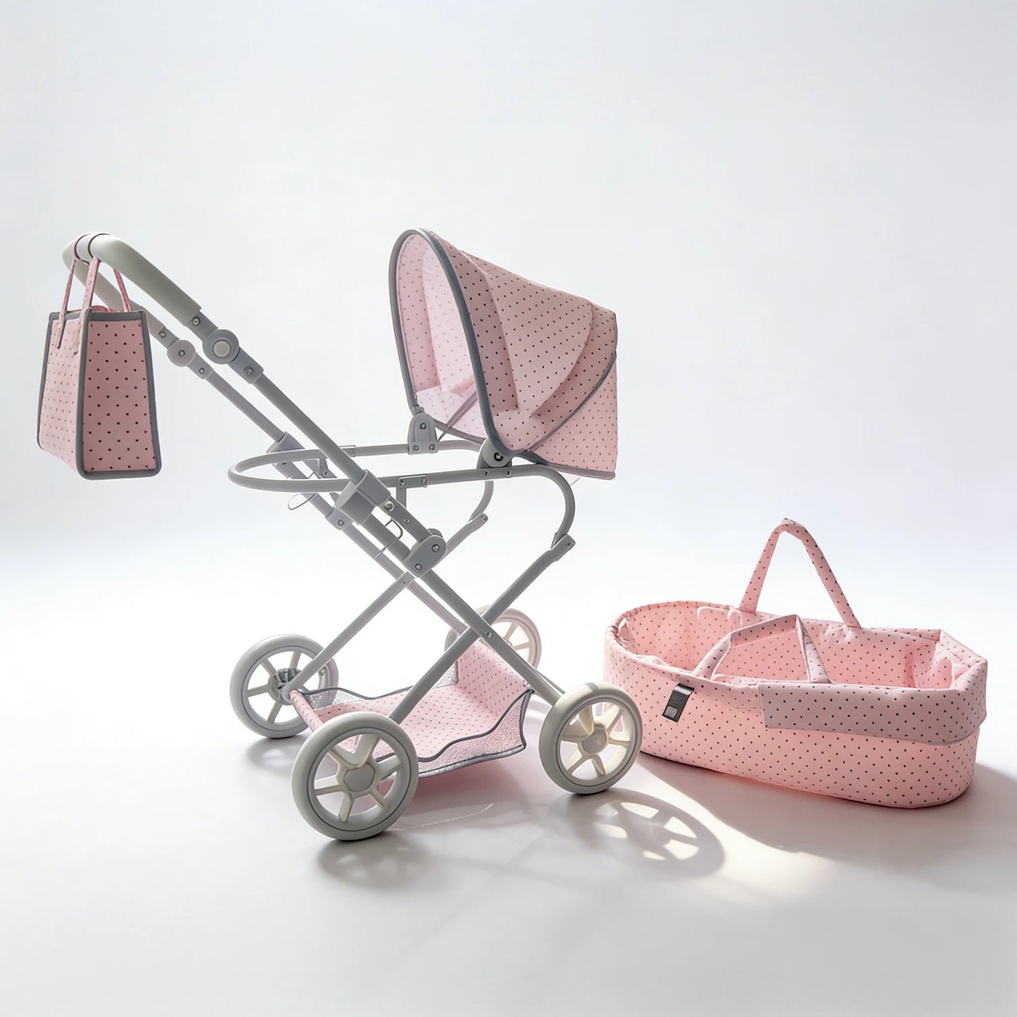 Newborn Doll Stroller Pram for Doll Size 14 to 24inch big size with Removable Cradle Basket Suitable Gifts For Girls