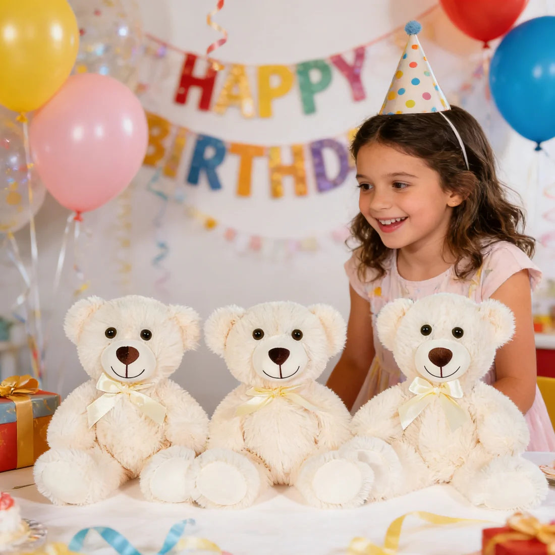 SNOWOLF Teddy Bear 13.5 Inch Stuffed Animals Plush Toys 3 Cream Stuffed Bears for Girls Perfect Gift for Girlfriend Birthday Gift Valentine's Gift