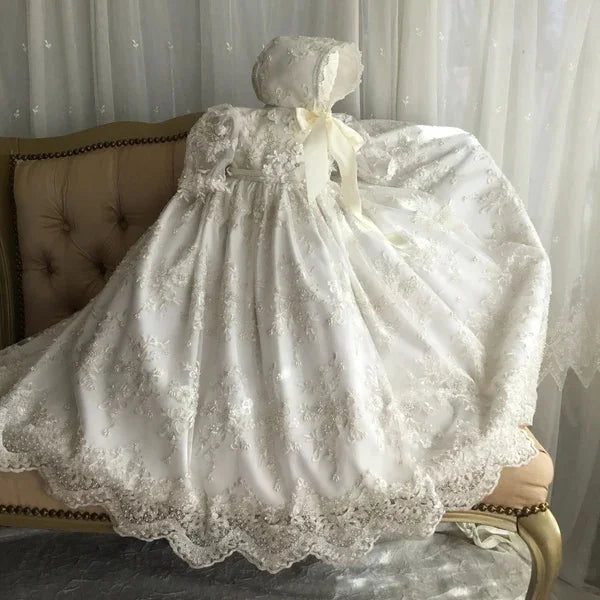 Beautiful Christening Gowns for Girls Baptism inspired Lace Outfit Customized Newborn Kids Birthday First Communion Dresses