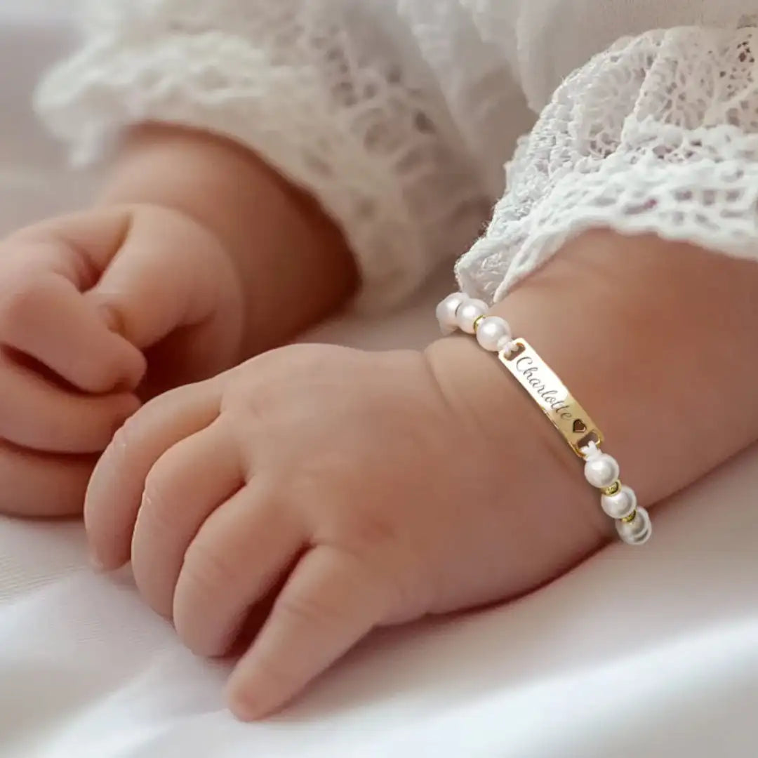 DUOYING Handmade Braided Cord Baby Name Pearl Bracelet Personalized Engraved Letter Bar Bangles Adjustable Jewelry For Gift