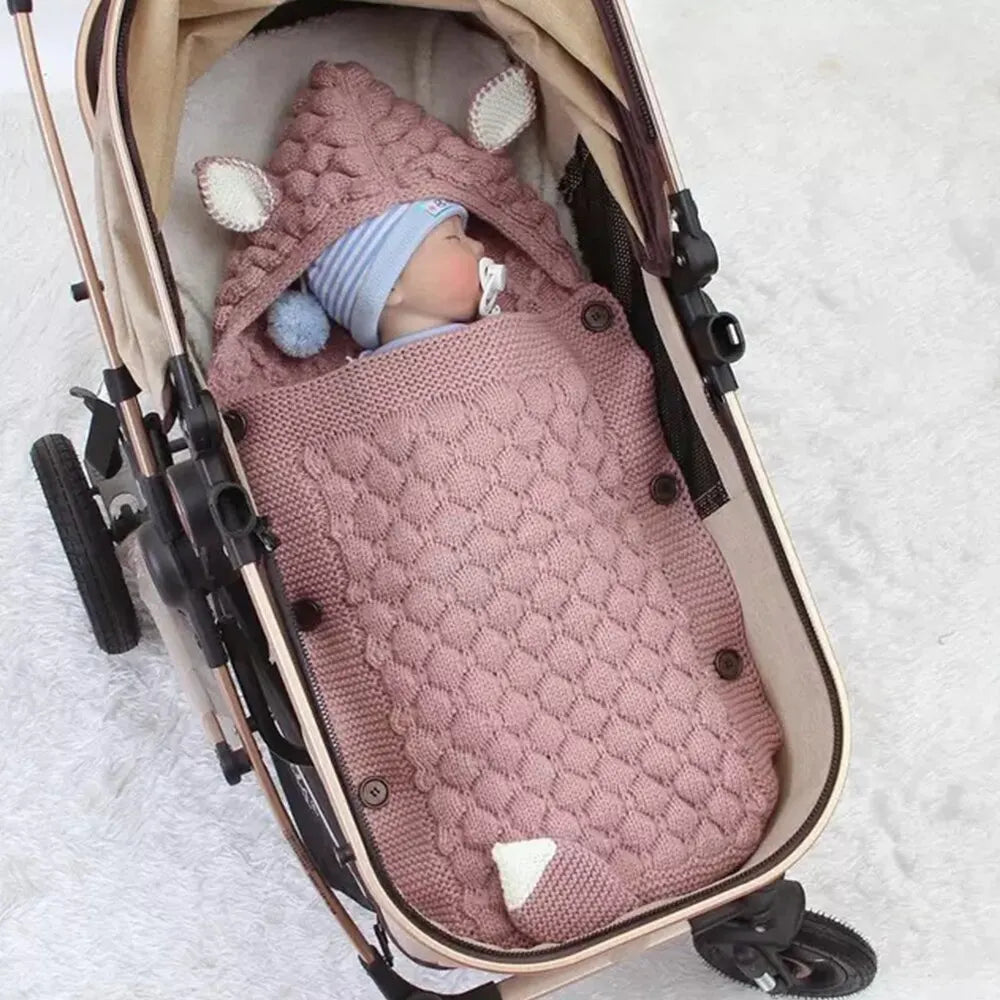 New Baby Winter Swaddle Wrap Blankets Knitted Toddler Infant Baby Swaddle Kids Warm Stroller Crib Envelope Newborn Baby Blankets