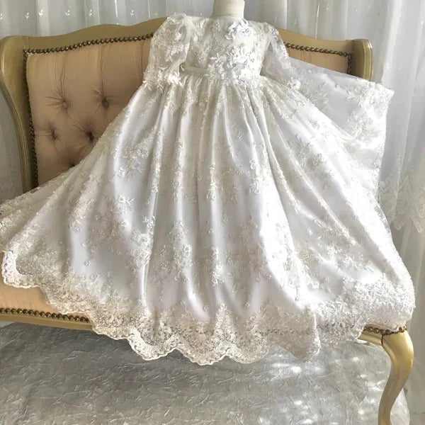 Beautiful Christening Gowns for Girls Baptism inspired Lace Outfit Customized Newborn Kids Birthday First Communion Dresses