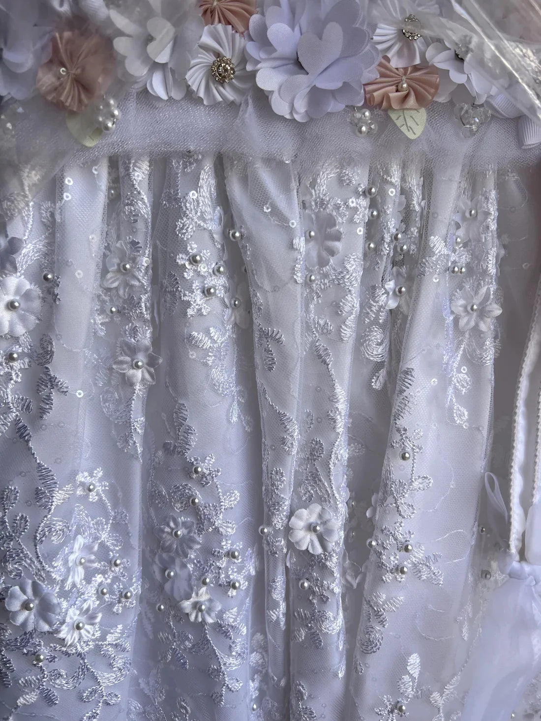 Lace Pearls Baptism Christening Gown Outfit Baby Girls Party Birthday Gown Wedding Flower Girl Dress