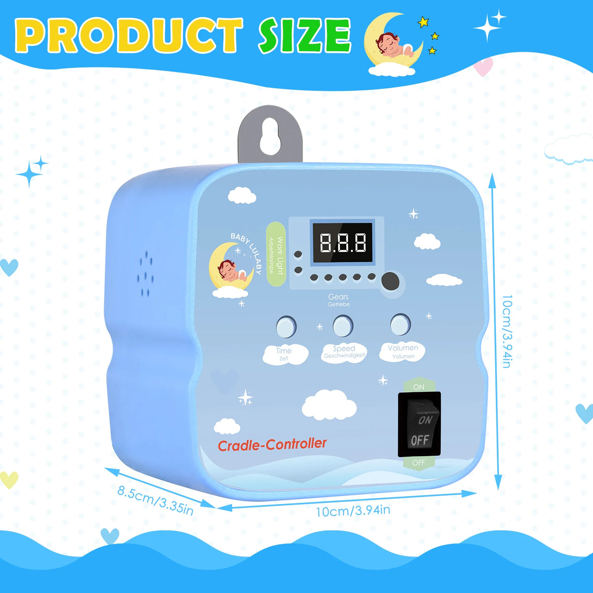 Electric Baby Swing Controller, 2-Piece Spring and Remote Control Motor Spring Cradle Adjustable Timer Up to 20kg  Baby Cradle