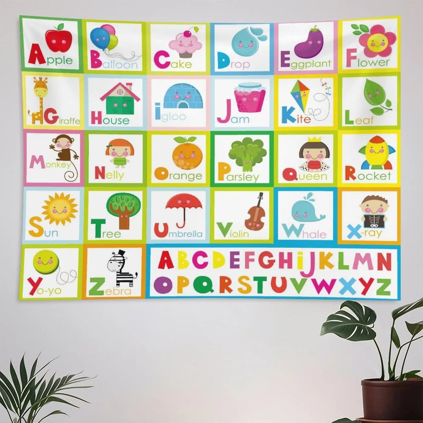 Alphabet Kids Learning Tapestry Wall Hanging Cartoon Animal Baby Boys Child Educational Tapestries Home Decor for Bedroom Living