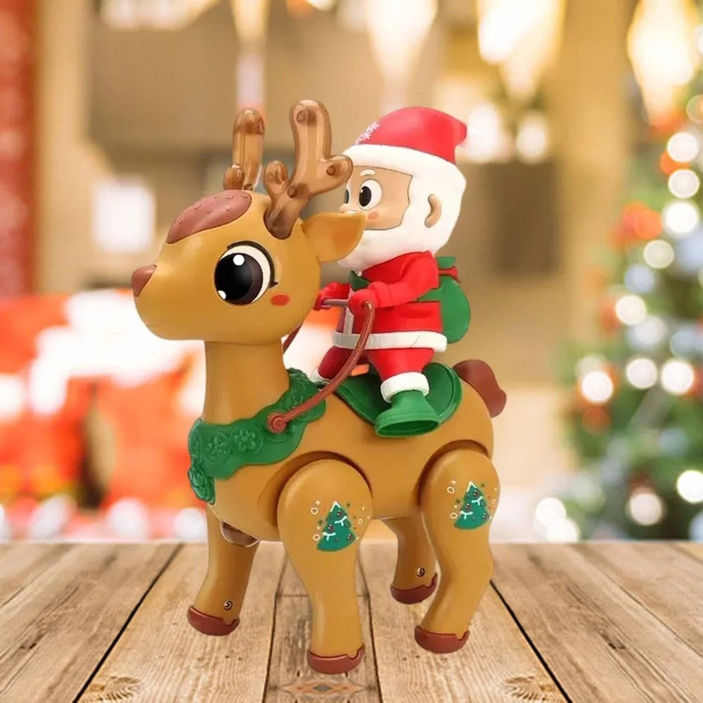 Light Up Baby Toy Fun Electric Santa Claus with Elf for Kids with Music Tummy Time Crawling Toys Christmas Gift for Boys Girls