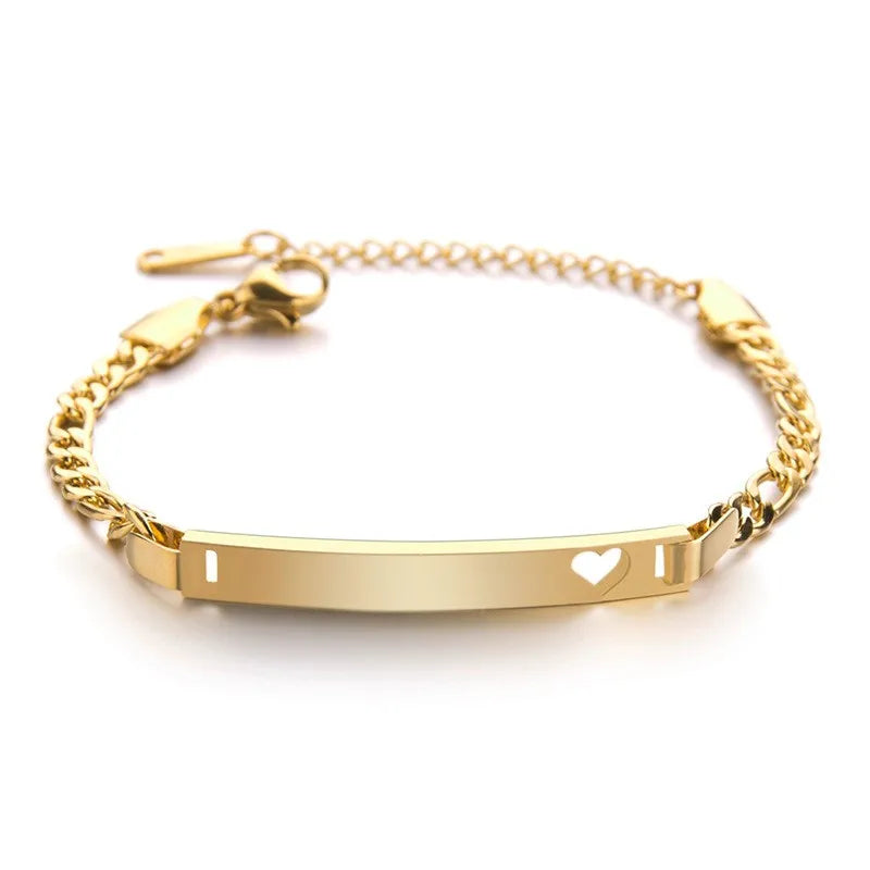 DUOYING Custom Name Newborn Bracelet Personalized Baby ID Engraved Bracelet Engraved Letter Pendant Bangles For Kids Jewelry