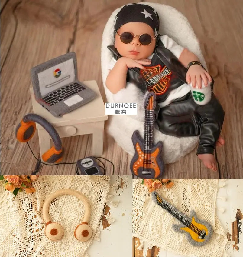 Newborn Photography Props Wool Felt Doll Mini TelePhone Handmade DIY Felting Kit Accessories Baby Photo Shooting Doll