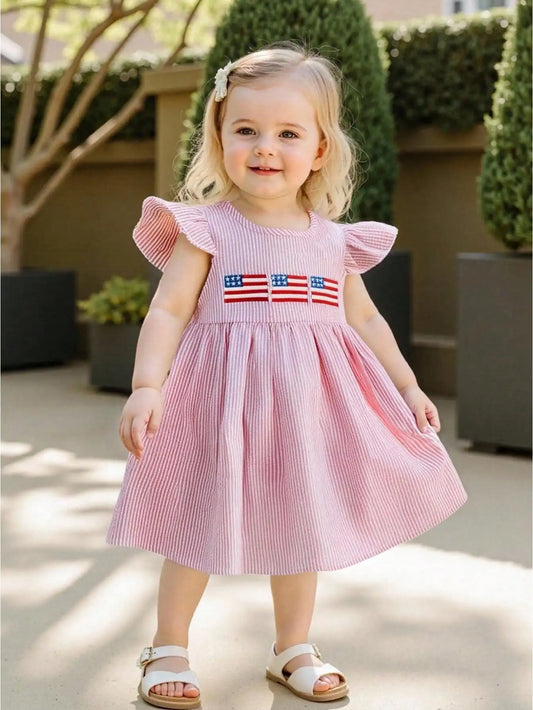Toddler Baby 4th Of July Outfit Girls Fourth Of July Dress American Flag Smocked Dresses Independence Day Clothes