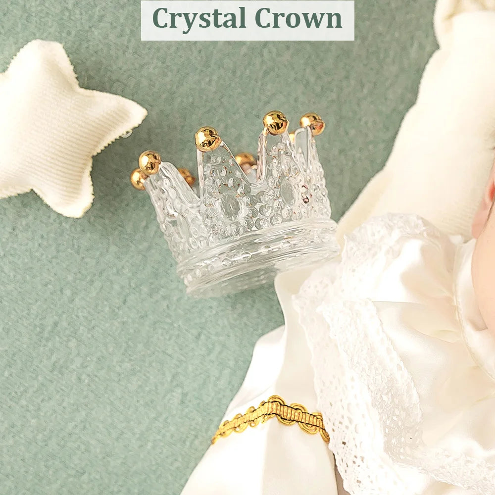 Newborn Boy Photography Outfit Noble Prince Costume Headgear Set Crystal Crown Photoshoot Accessories Studio Infant Photo Props