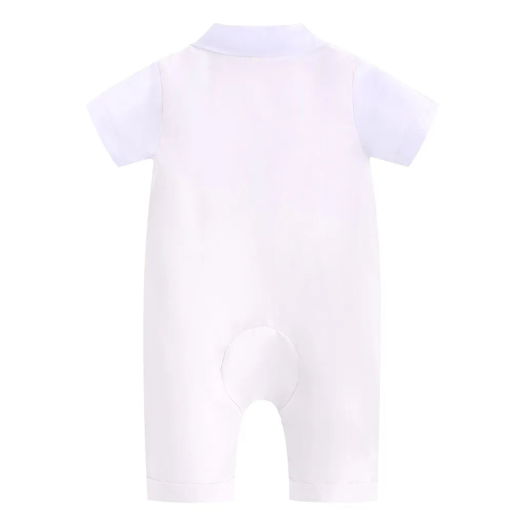 White Christening Baby Clothes for Boy Outfit Gentleman SuitsBow Tie Romper Infant Newborn Bodysuits Newborn Photography Romper