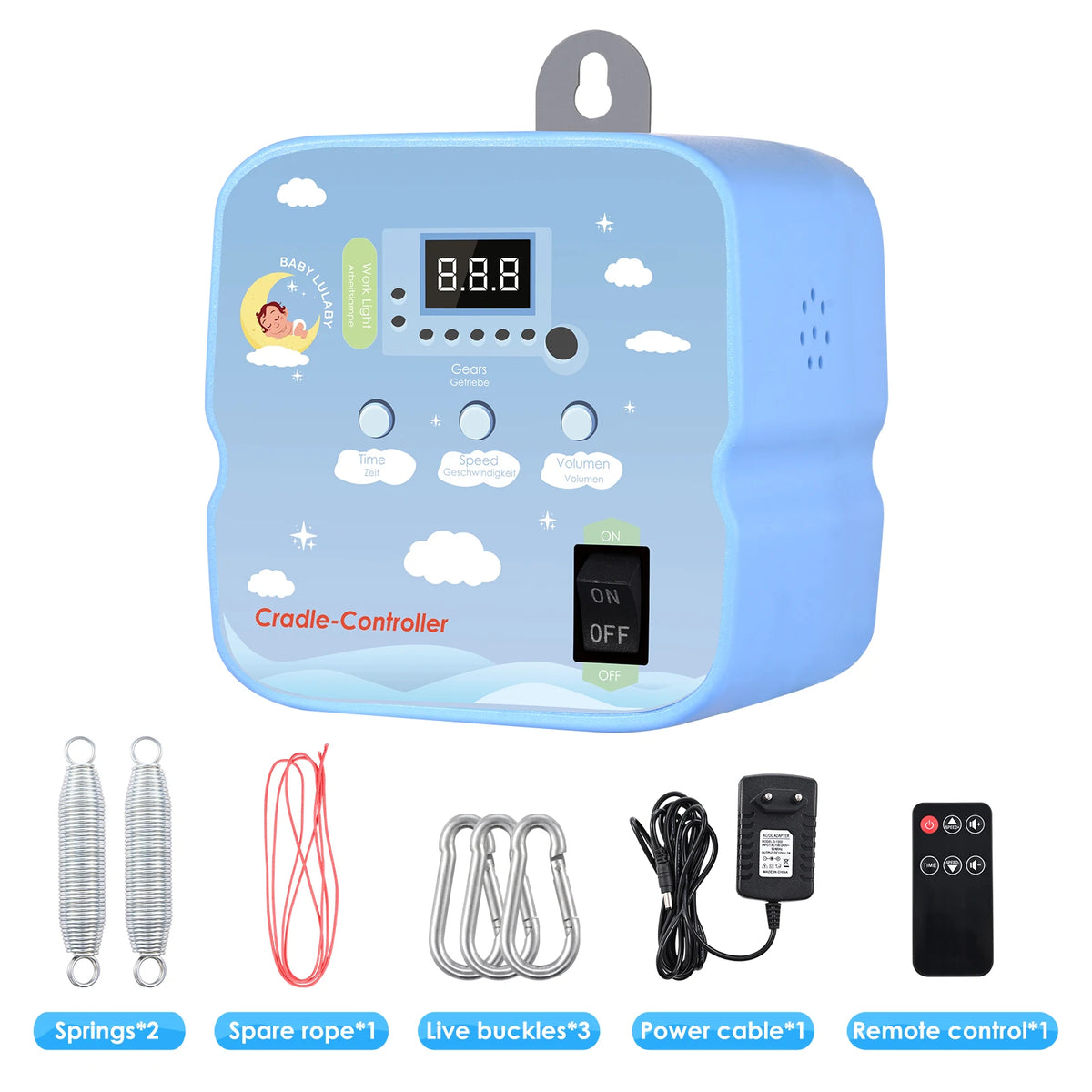 Electric Baby Swing Controller, 2-Piece Spring and Remote Control Motor Spring Cradle Adjustable Timer Up to 20kg  Baby Cradle