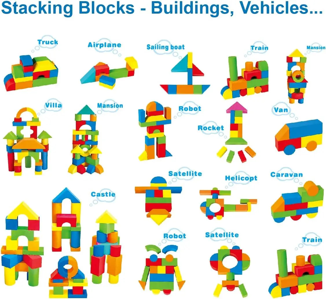 Virella Store Pairez Toys Foam Building Blocks for Toddlers 2-4, 41 Pieces EVA Soft Stacking Blocks, Baby Bath Foam Toy Set, Early Learning Construction Toys & Gifts for Kids, Boys & Girls 18+ Months