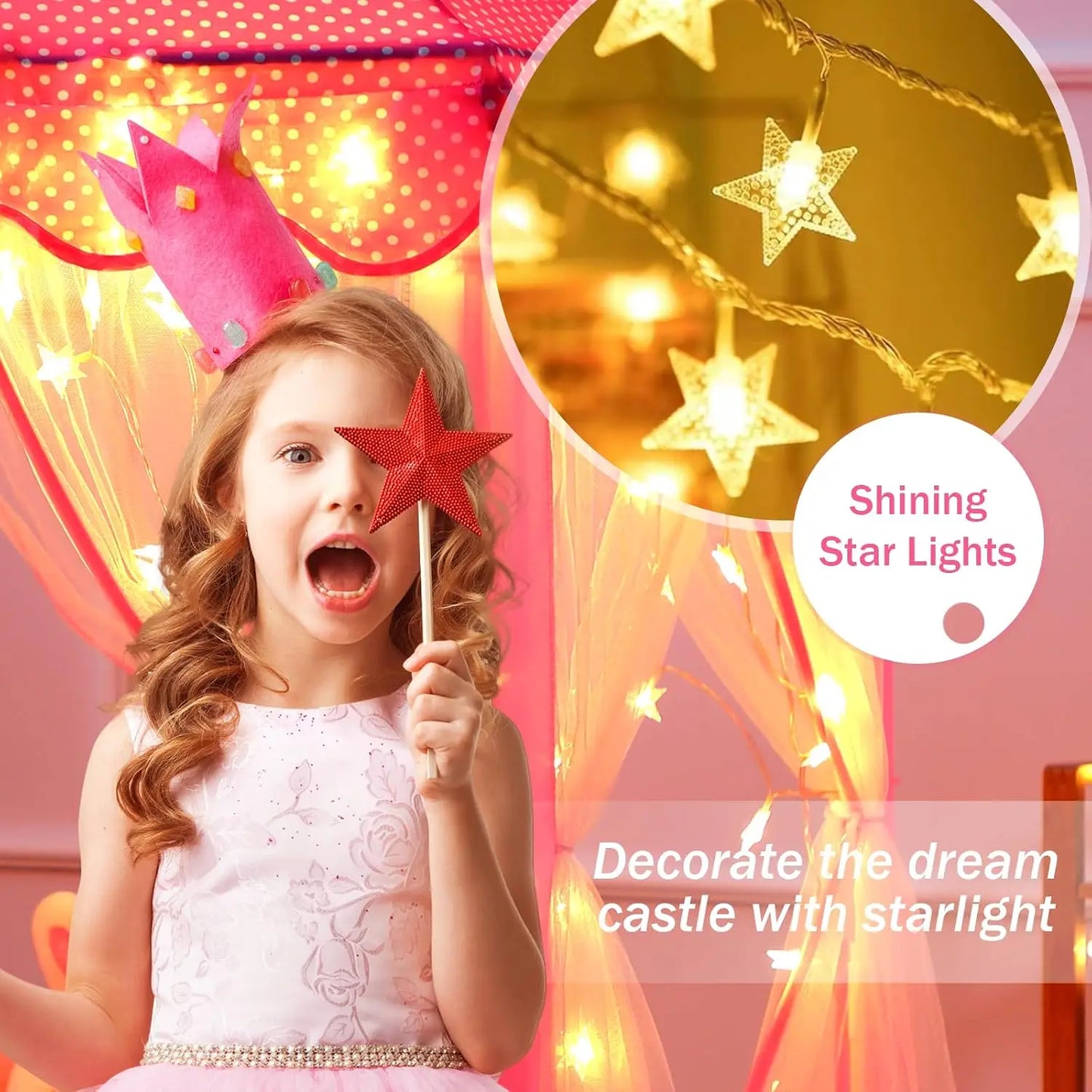 Virella Store Monobeach Princess Tent Girls Large Playhouse Kids Castle Play Tent with Star Lights Toy for Children Indoor and Outdoor Games, 55'' x 53'' (DxH)