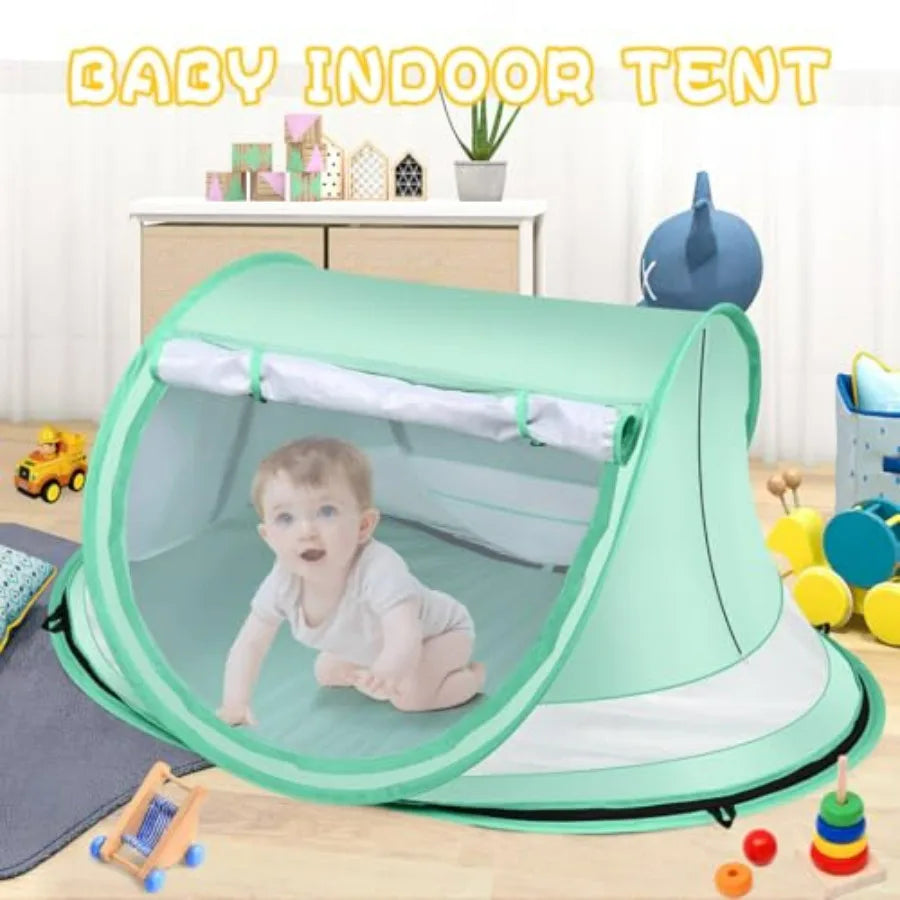 Baby Beach Tent, Large Pop Up Beach Tent Sun Shade for Beach, Portable Baby Travel Tent with Mosquito Net, Indoor Baby Play Ten