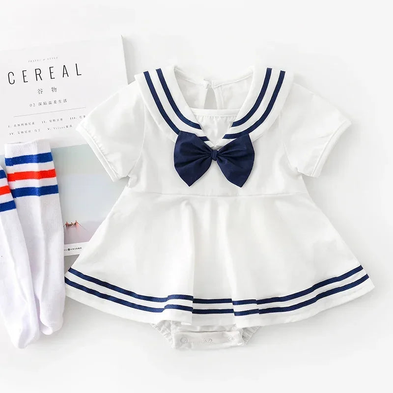 Sister and Brother Matching Boy Girl Sailor Costume Romper Navy Bodaysuit Toddler Girls Sailor Theme Dress Photoshoot Outfit
