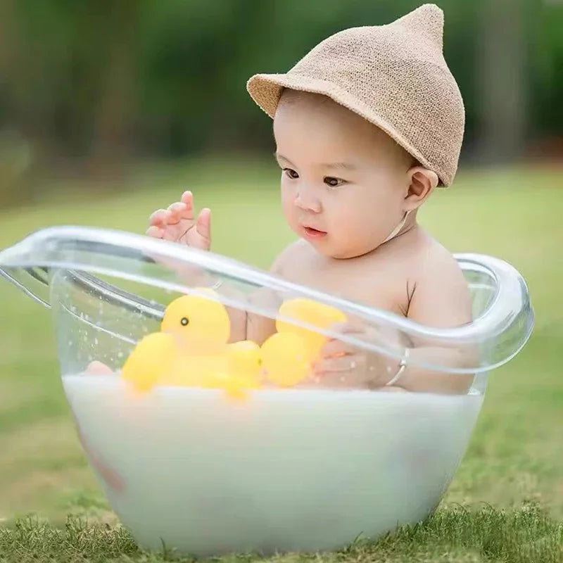 Newborn Photography Props Plastic Transparent Baby Bathtub Photo Accessories Tub for Milk Bath Studio Photo Shoot Furniture