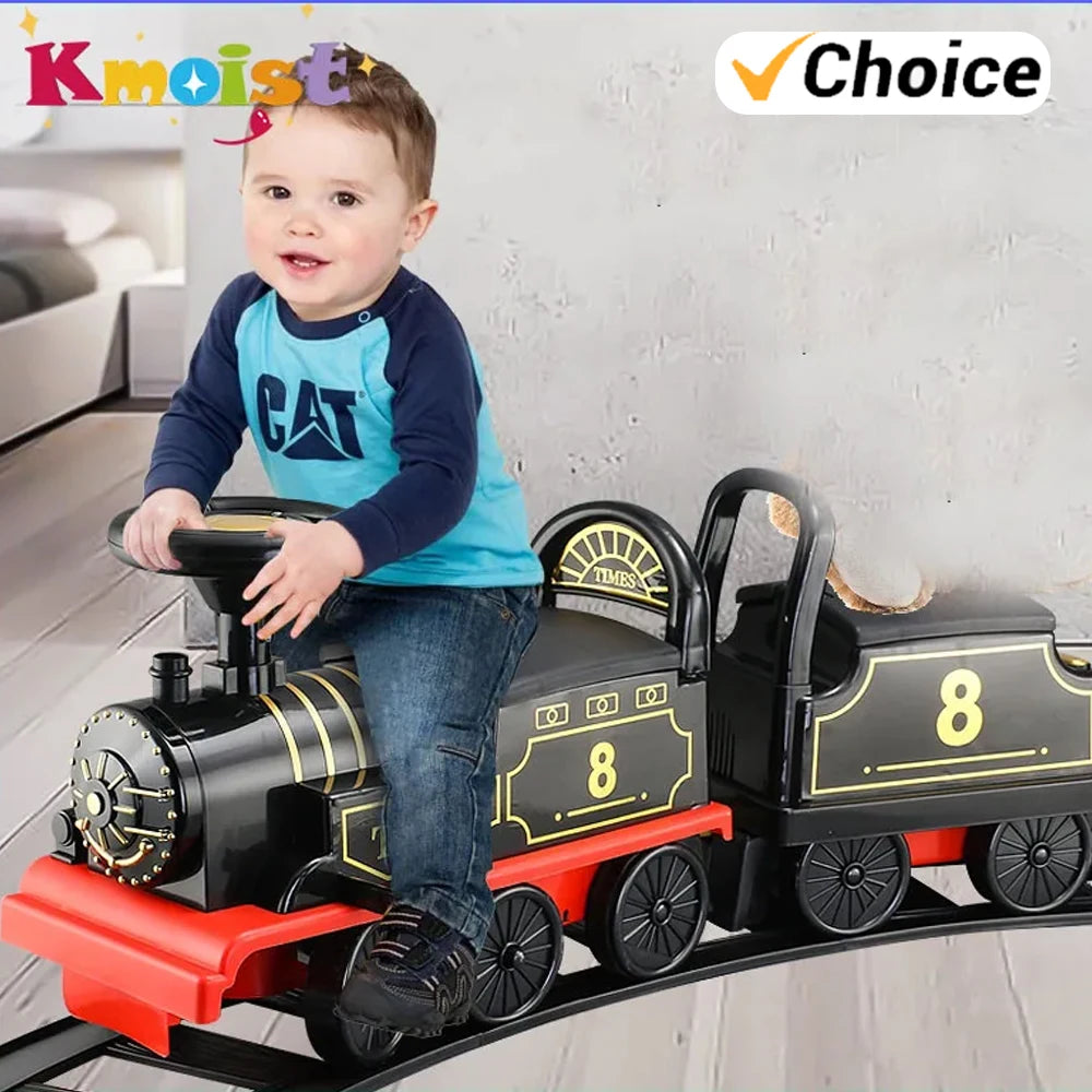 Electric Train Kids Riding Toy Classical Model Can Carry Train Rail Car Children Baby Walker Stroller Toys Child Christmas Gifts