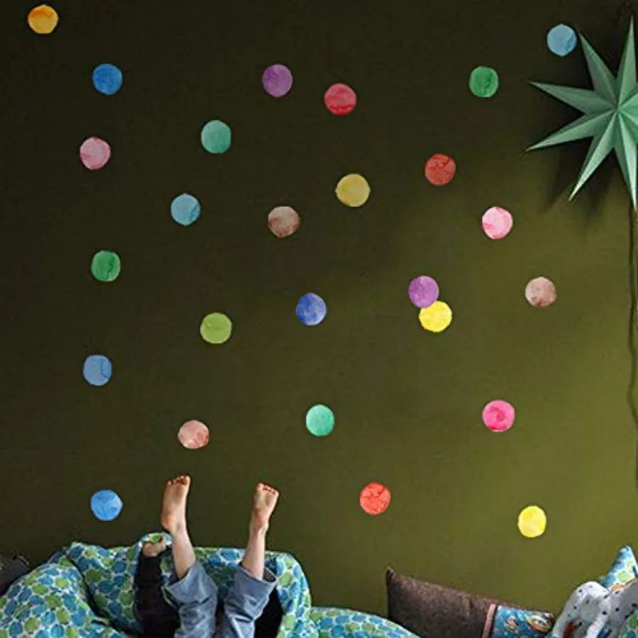 Colorful Polka Dot Wall Decals Watercolor Dots Wall Sticker for Baby Girls Teens and Nursery Room
