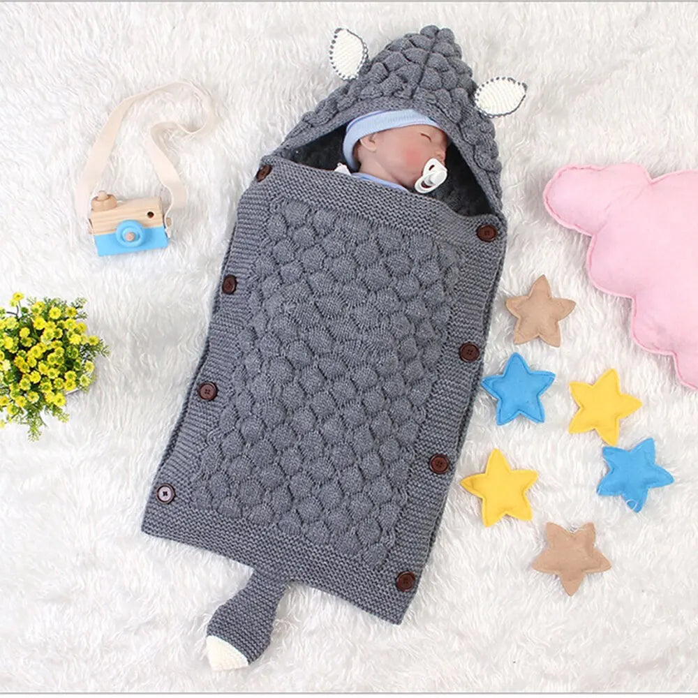 New Baby Winter Swaddle Wrap Blankets Knitted Toddler Infant Baby Swaddle Kids Warm Stroller Crib Envelope Newborn Baby Blankets