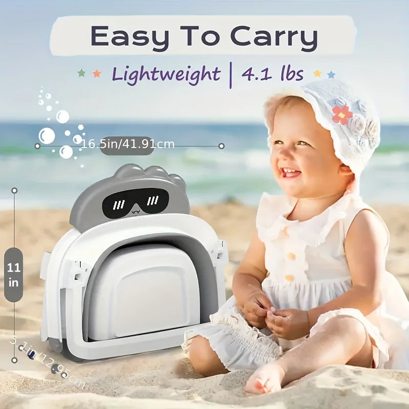 Foldable baby bathtub set with temperature monitor, portable travel foldable baby bathtub, non-slip base, durable design,