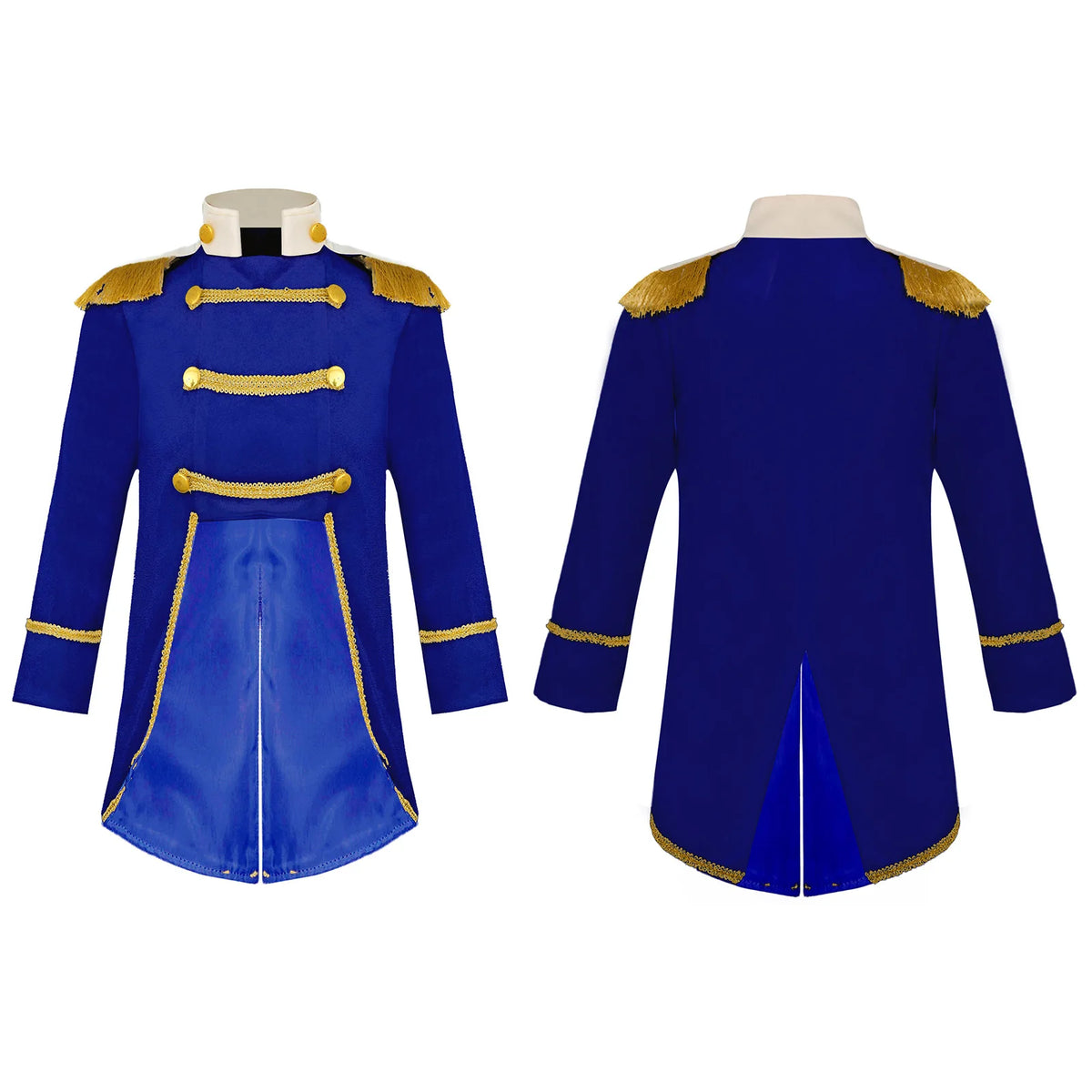 Little Boys Prince Cosplay Costume Toddler Long Sleeve Gold Fringe Braiding Velvet Tailcoat Jacket Medieval Royal Prince Outfits