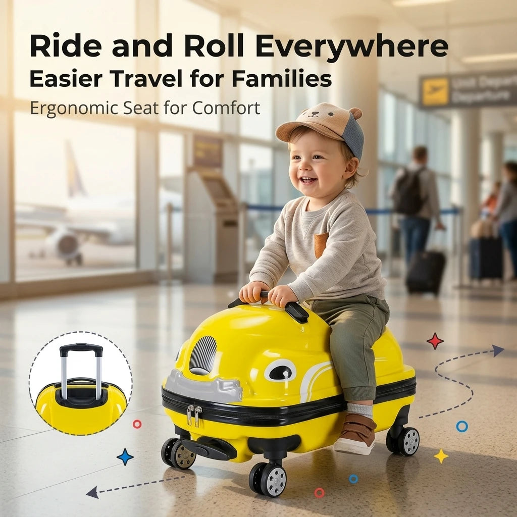 Cartoon Car Children's Pull-On Luggage Suitcase Kindergarten Travel Bag Child Ride-On Twister Cart