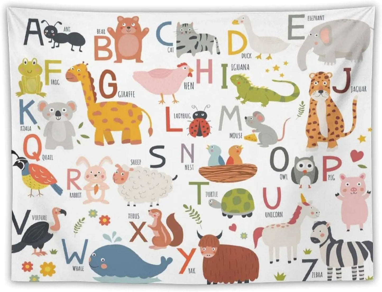 Alphabet Kids Learning Tapestry Wall Hanging Cartoon Animal Baby Boys Child Educational Tapestries Home Decor for Bedroom Living