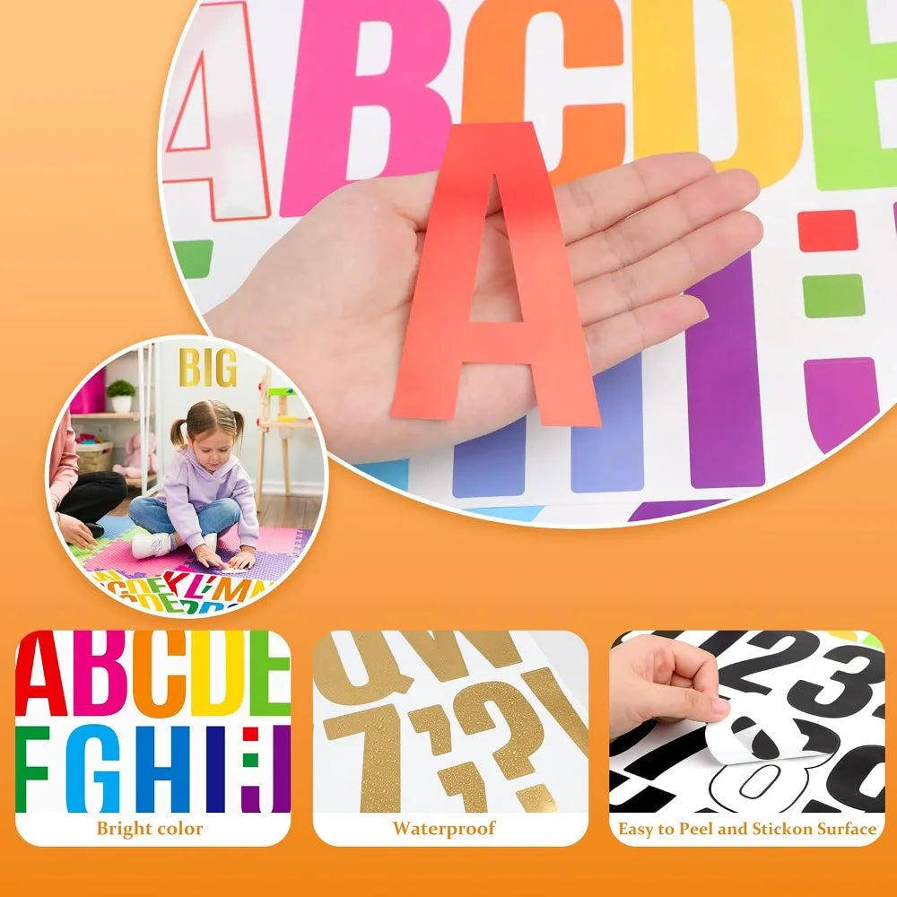 460 Pcs 4 Inch Self-Adhesive Letter Stickers, Waterproof Vinyl Alphabet Numbers for Bulletin Board, Classroom, Mailbox Decor