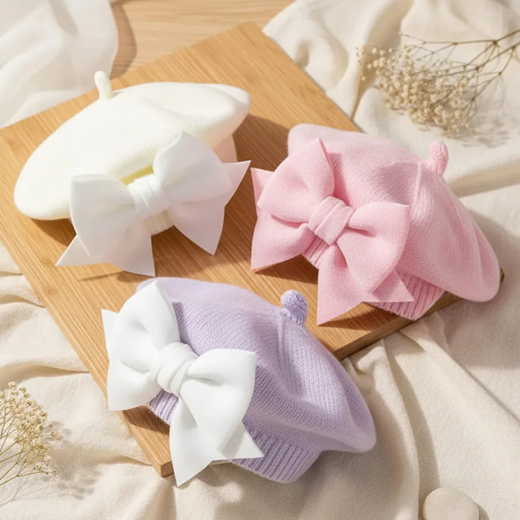baby beret, bow hat, newborn baby 1-3 years old painter hat, baby girl clothing, baby spring headwear, toddler hair accessories