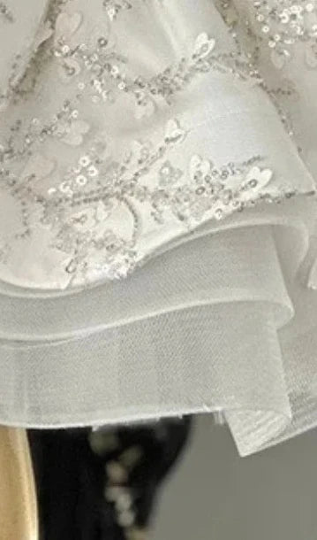 Children's Princess Elegant Dress for Girl Costume New Baby Kid Long Sleeve Silver Grey Handmade Decal Girls Puffy Party Clothes